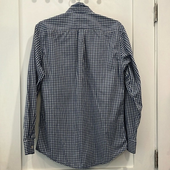 Men’s size small IZOD checkered blue & white Gingham Casual Button Down Shirt - Picture 10 of 16